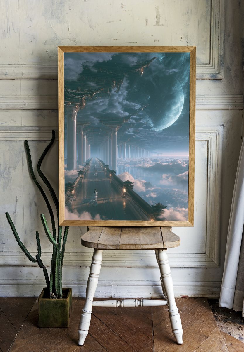 Celestial Temple in the Clouds Print. — room view 1