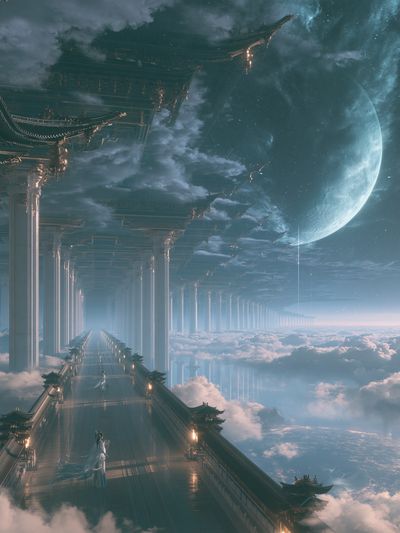 Celestial Temple in the Clouds Print.