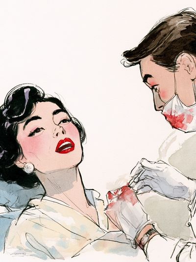 Vintage Glamour Couple Illustration Poster. poster print