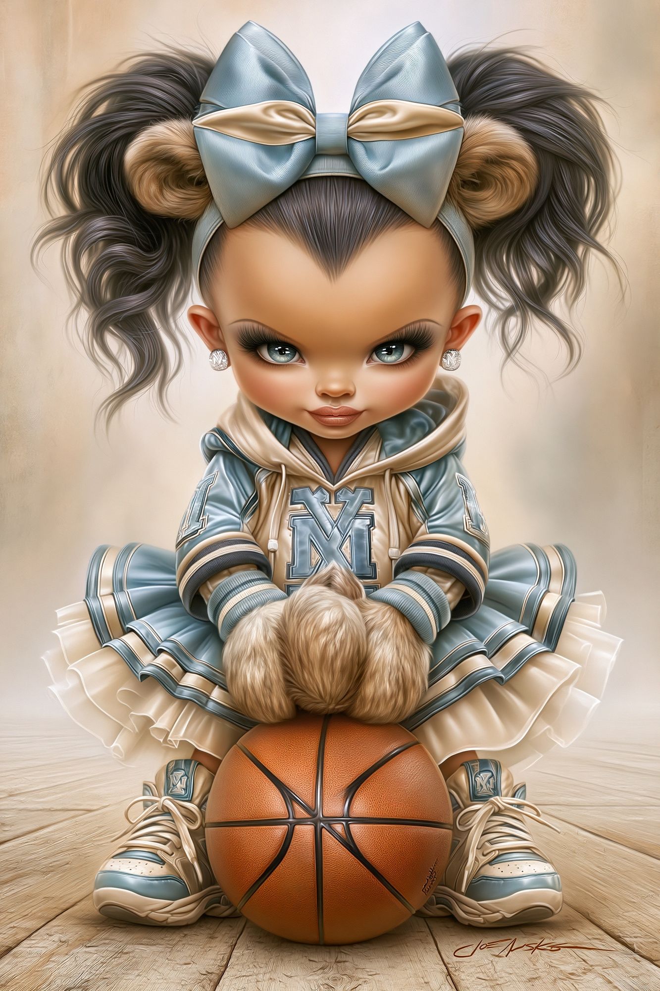 Basketball Doll Portrait Print. poster detail