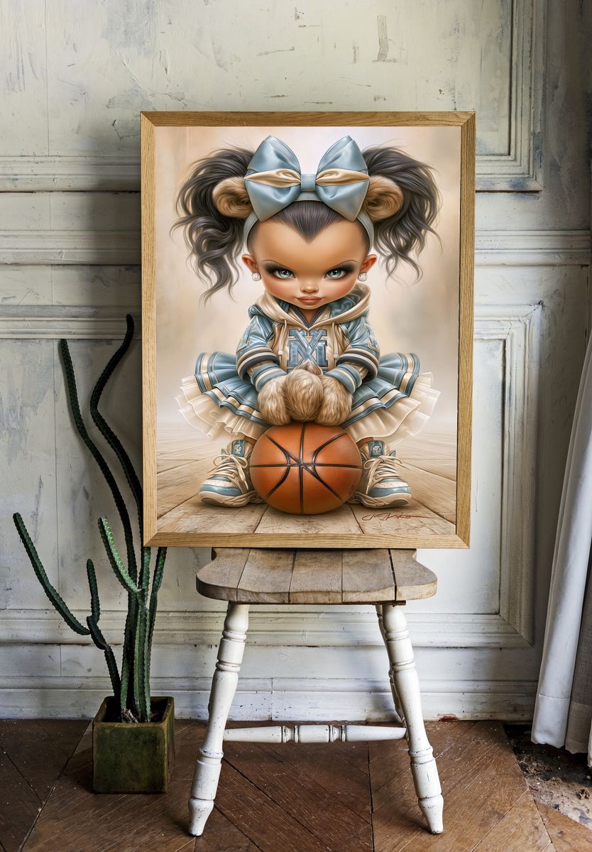 Basketball Doll Portrait Print. — room view 1