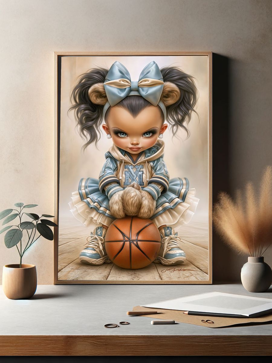Basketball Doll Portrait Print. — room view 2
