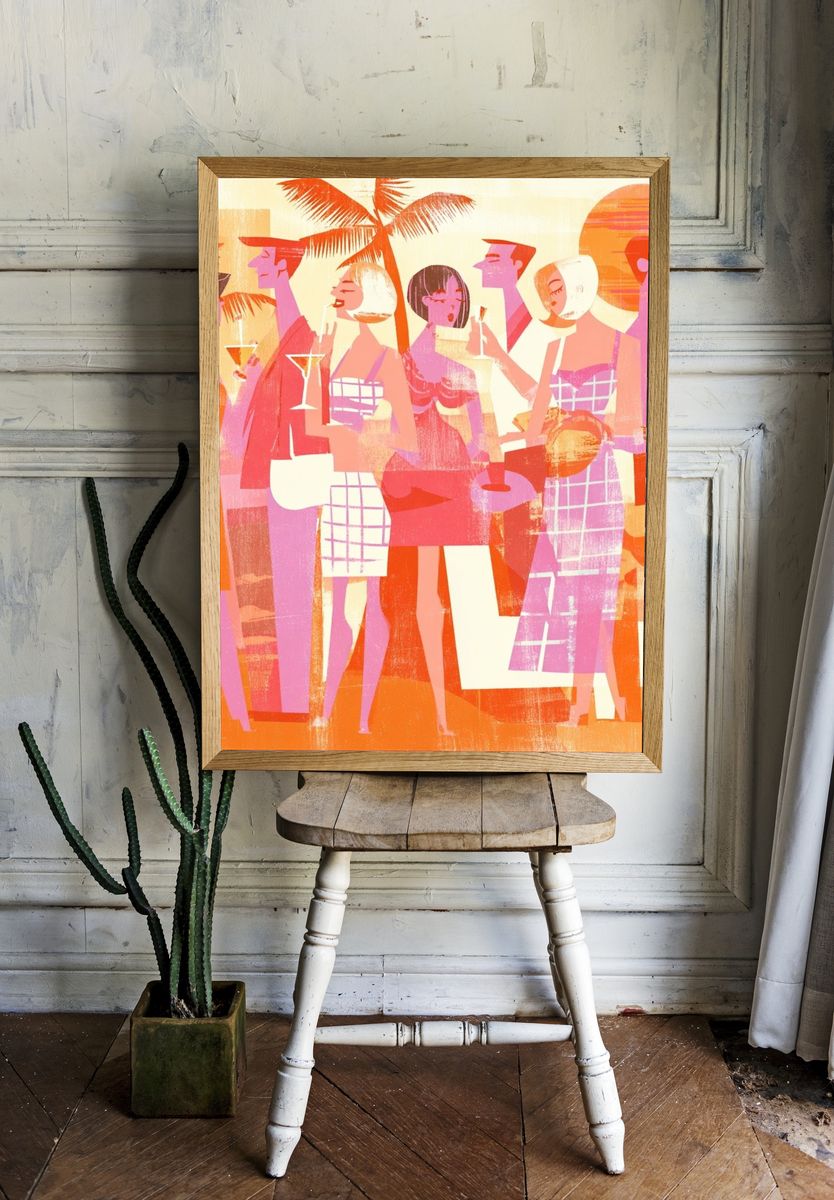 Tropical Cocktail Party Illustration Poster. room preview