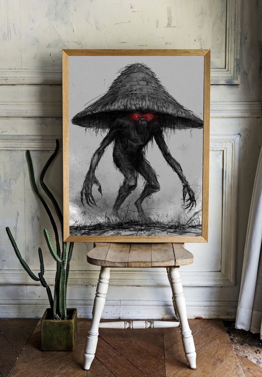 Creepy Mushroom Creature Print. — room view 1