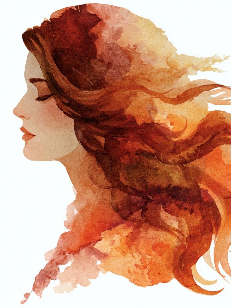 Watercolor Woman Profile Print. poster detail