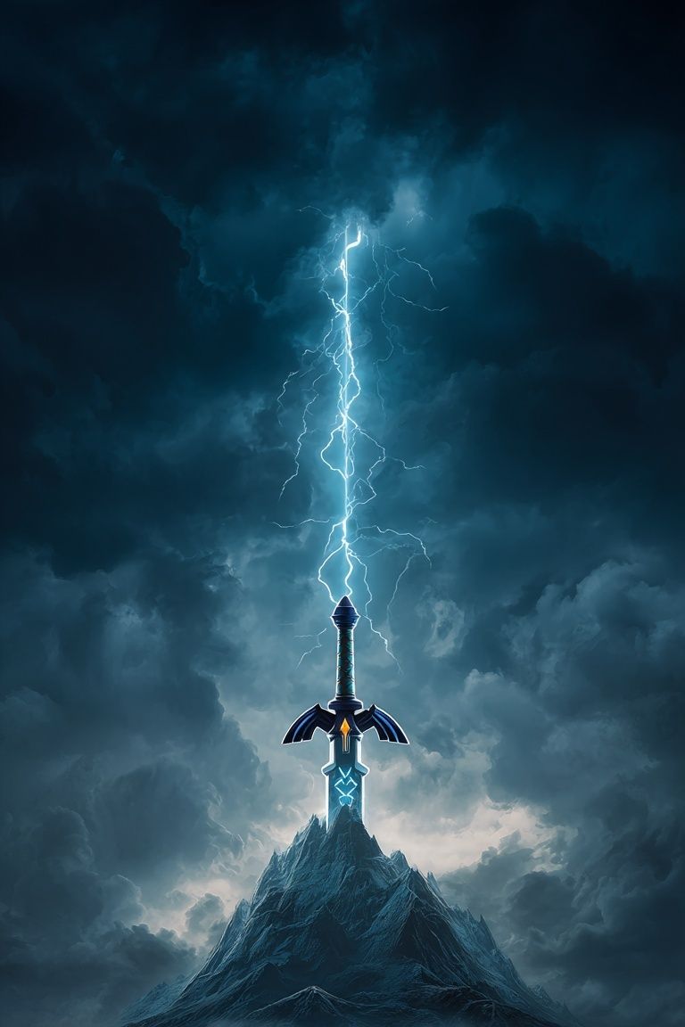 Stormbound Sword Fantasy Print. poster — illustration art