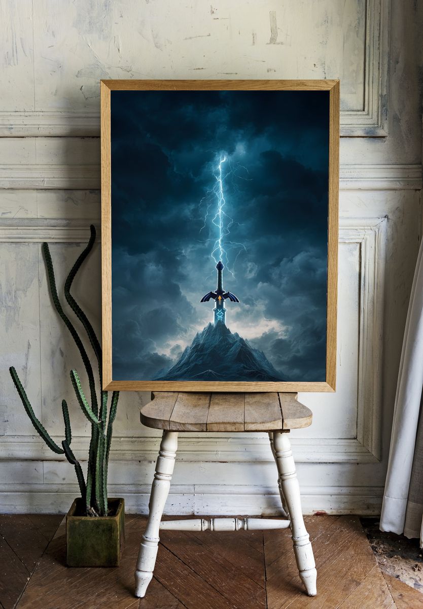 Stormbound Sword Fantasy Print. room preview