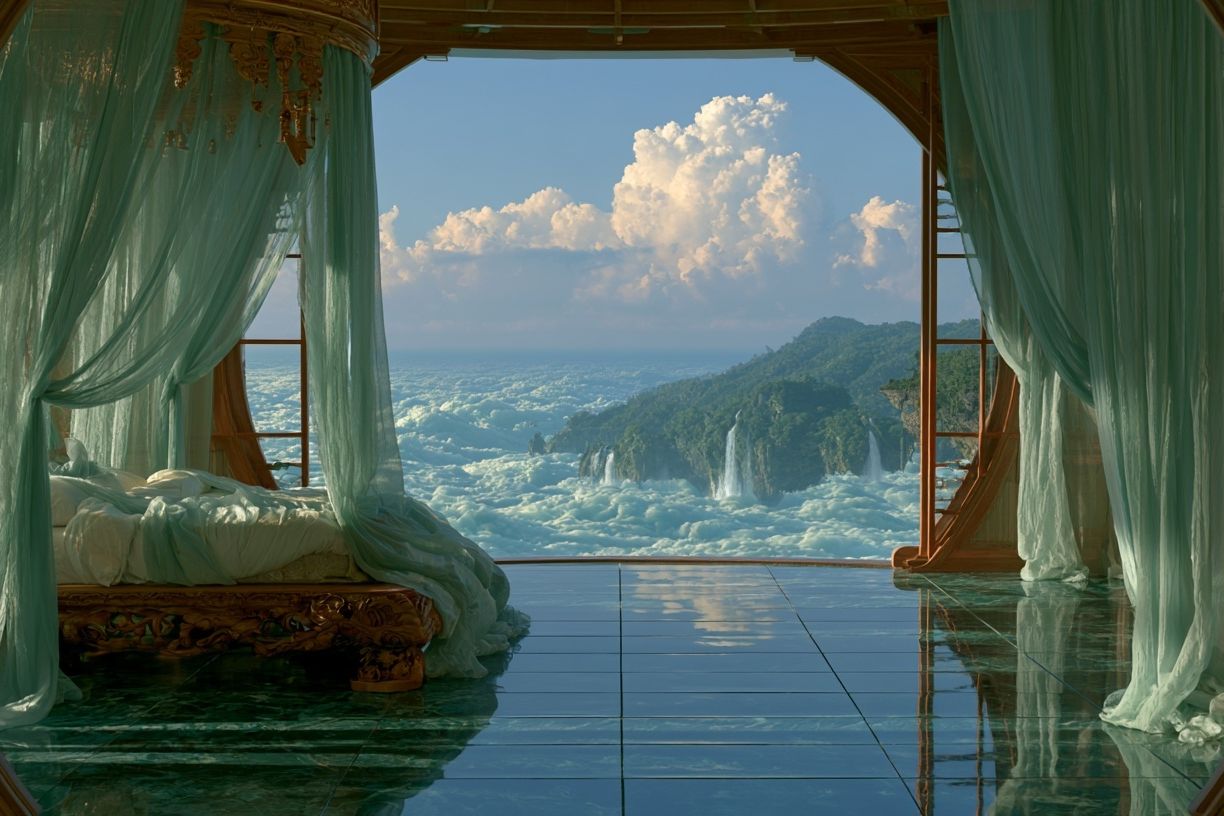 Cloudscape Bedroom Fantasy Print. poster detail