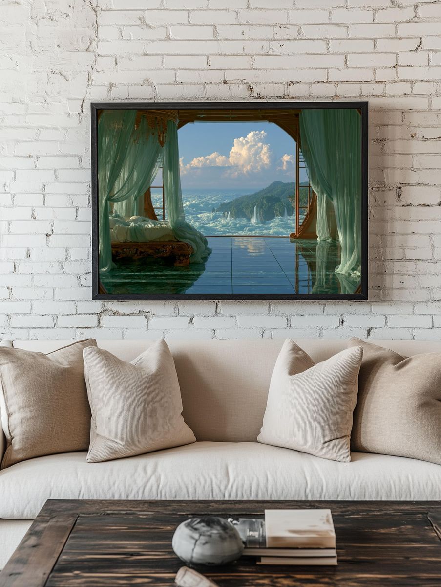 Cloudscape Bedroom Fantasy Print. room preview