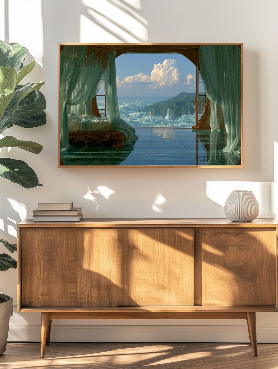 Cloudscape Bedroom Fantasy Print. — room view 3