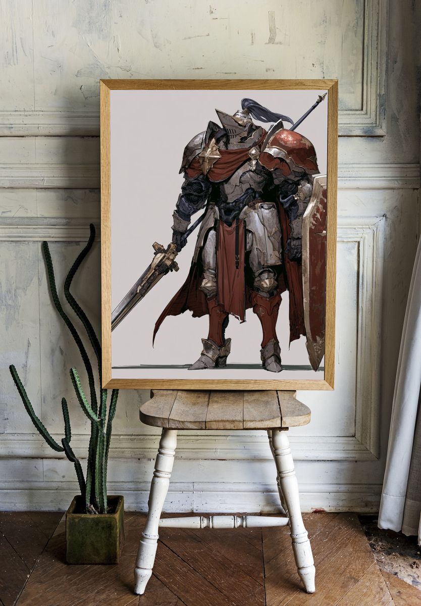 Armored Knight Digital Art Poster. — room view 1