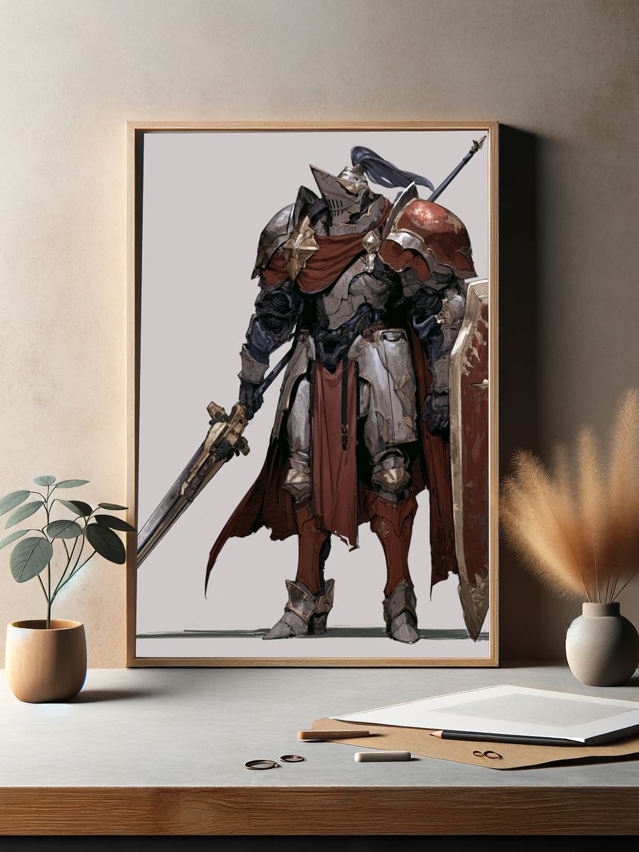 Armored Knight Digital Art Poster. — room view 2