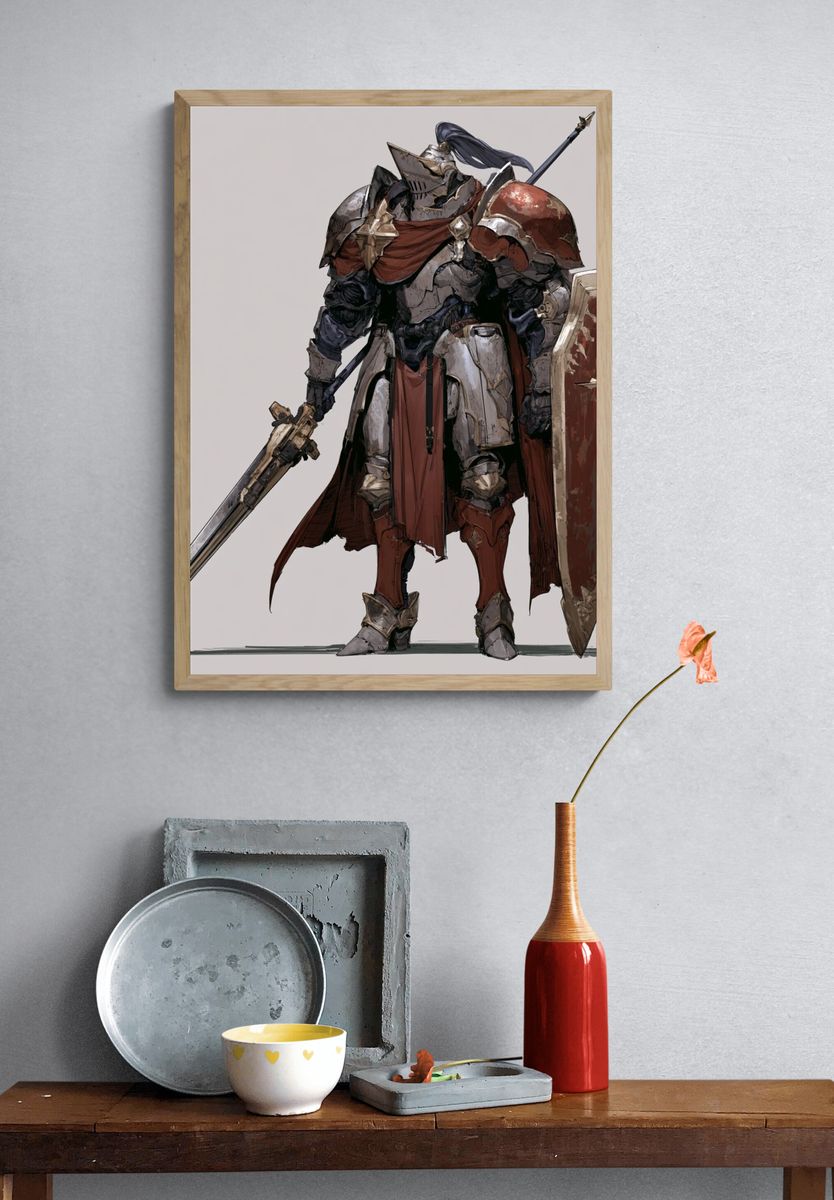 Armored Knight Digital Art Poster. — room view 3