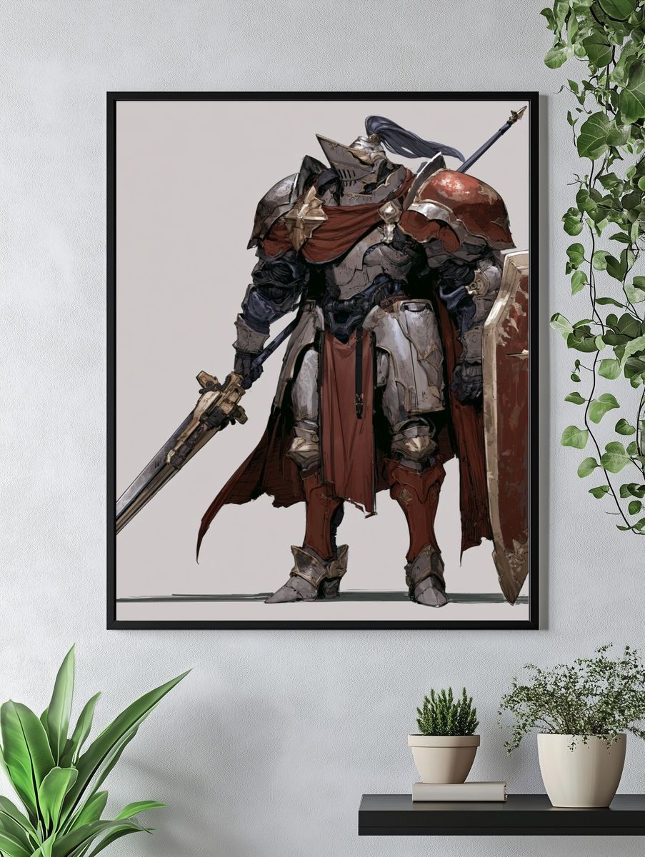 Armored Knight Digital Art Poster. — room view 4