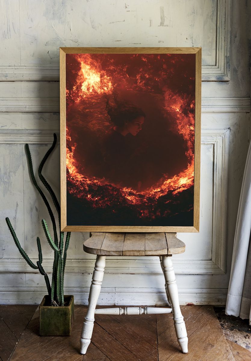 Fire Circle Portrait Print. — room view 1