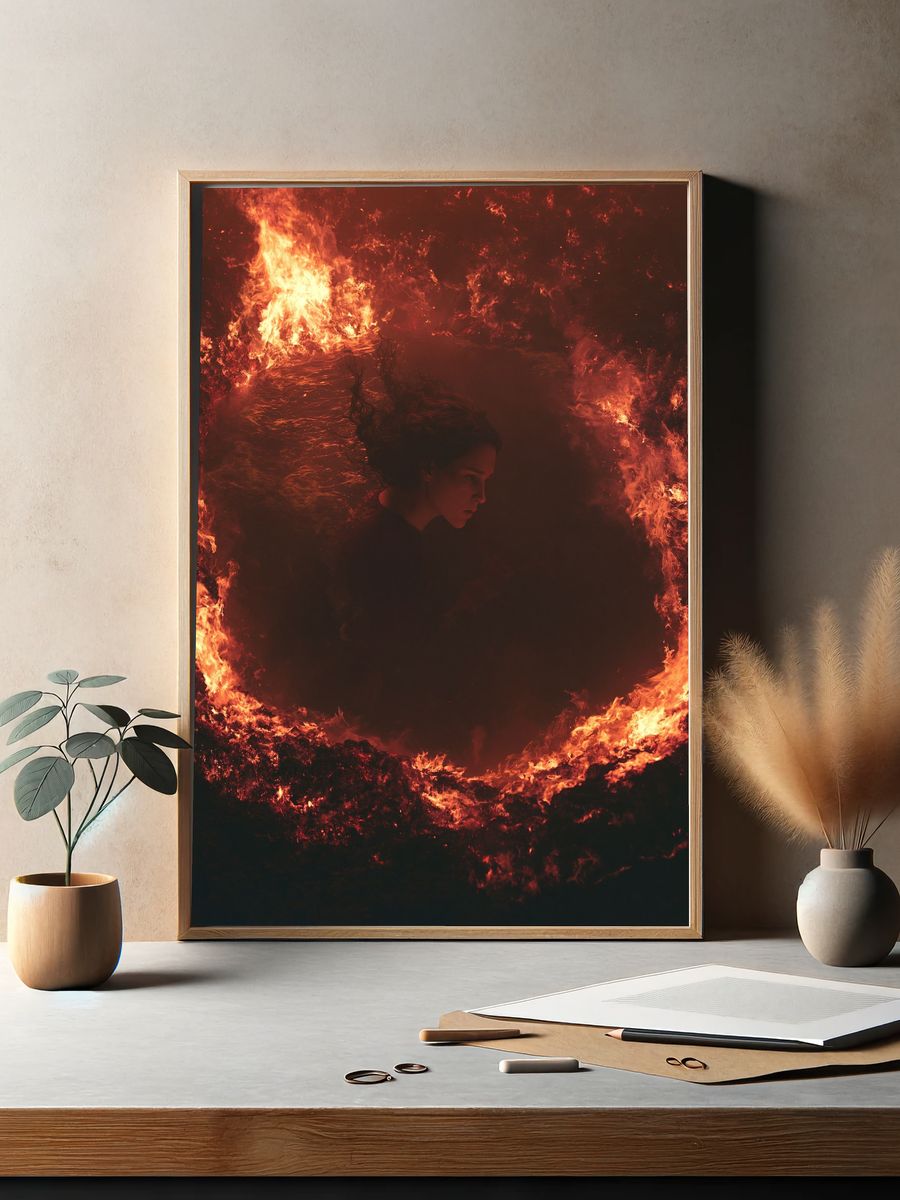 Fire Circle Portrait Print. — room view 2
