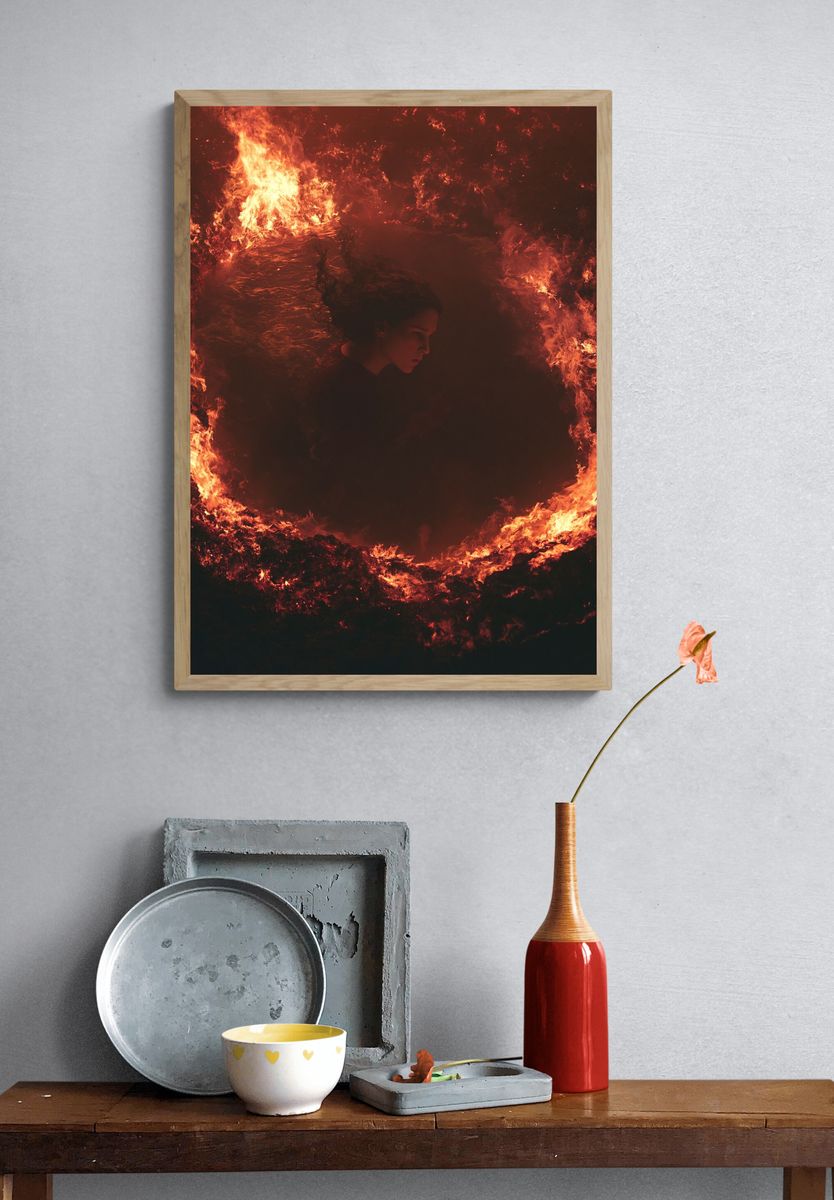 Fire Circle Portrait Print. — room view 3