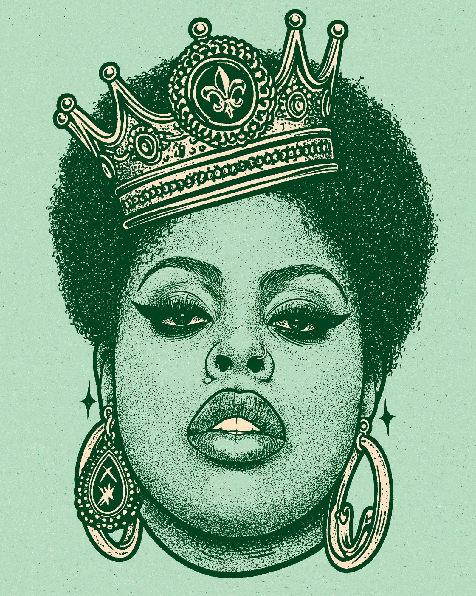 Crowned Queen Portrait Print. poster detail