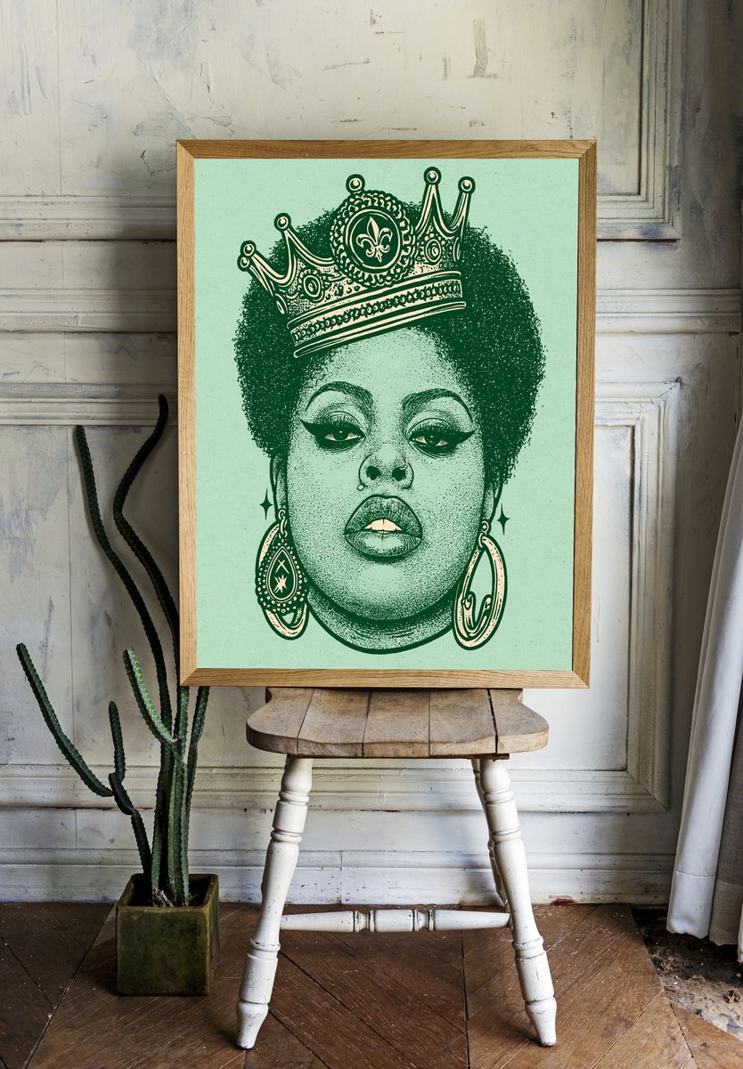 Crowned Queen Portrait Print. — room view 1
