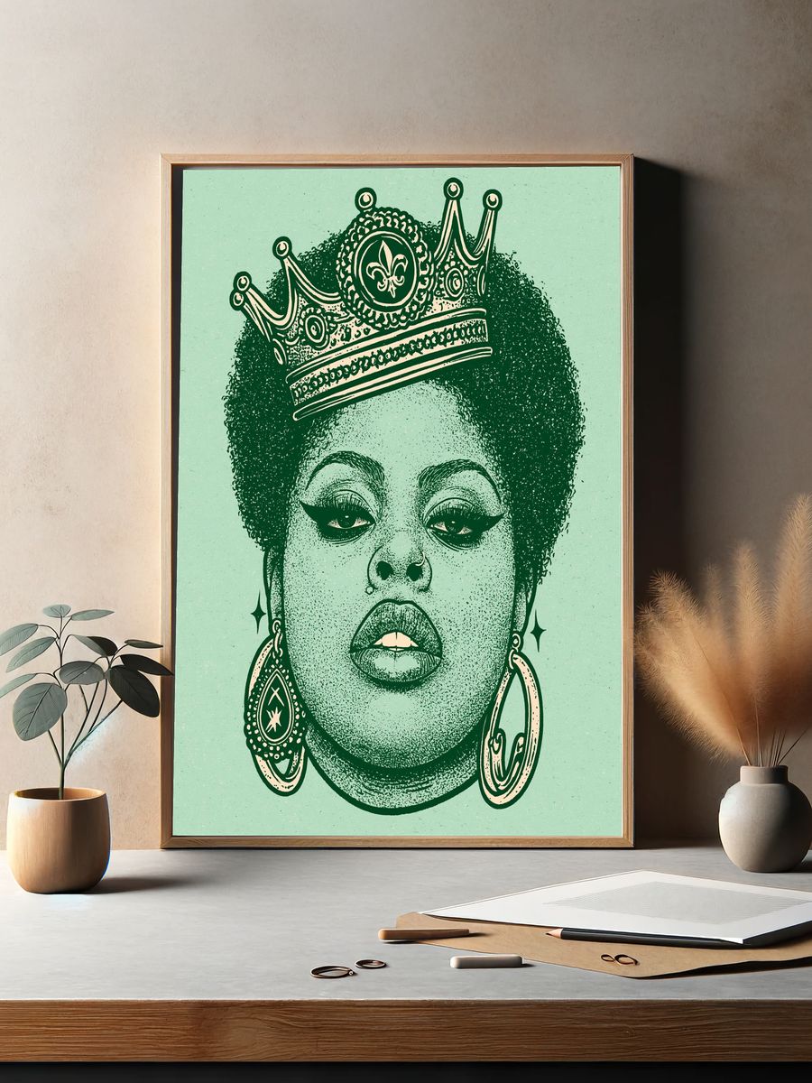 Crowned Queen Portrait Print. — room view 2