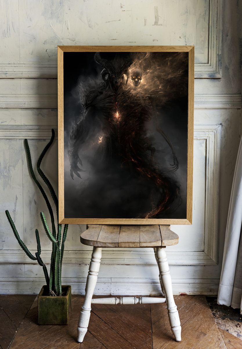 Demonic Skull Figure Fantasy Poster. — room view 1