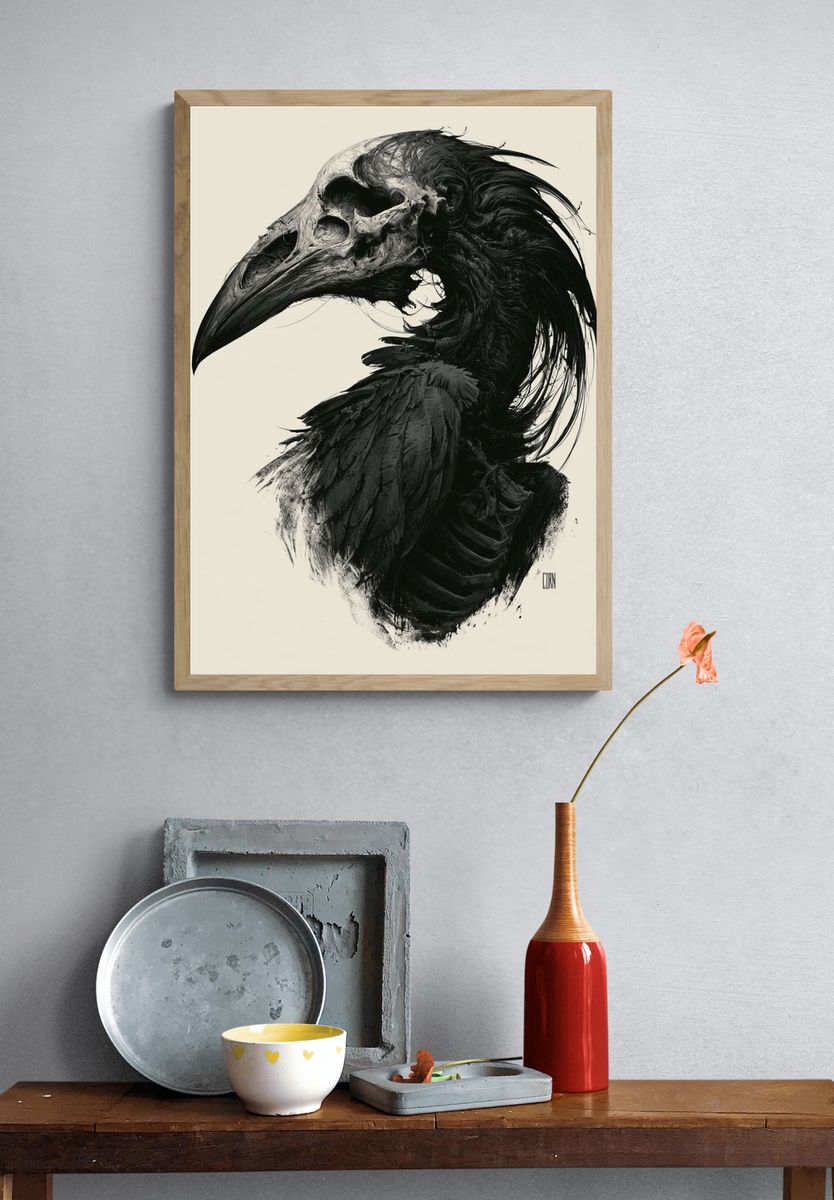 Flaming Sword Silhouette Poster. — room view 3