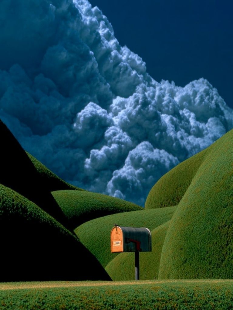 Surreal Hillside Mailbox Print. poster — illustration art