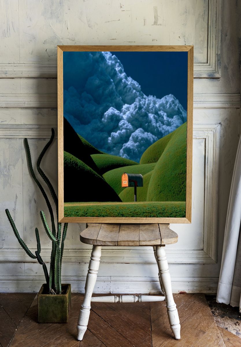 Surreal Hillside Mailbox Print. — room view 1