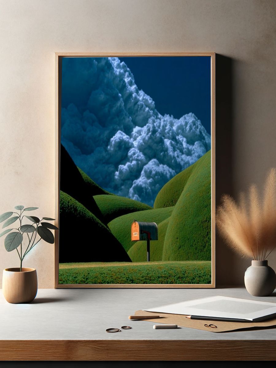 Surreal Hillside Mailbox Print. — room view 2