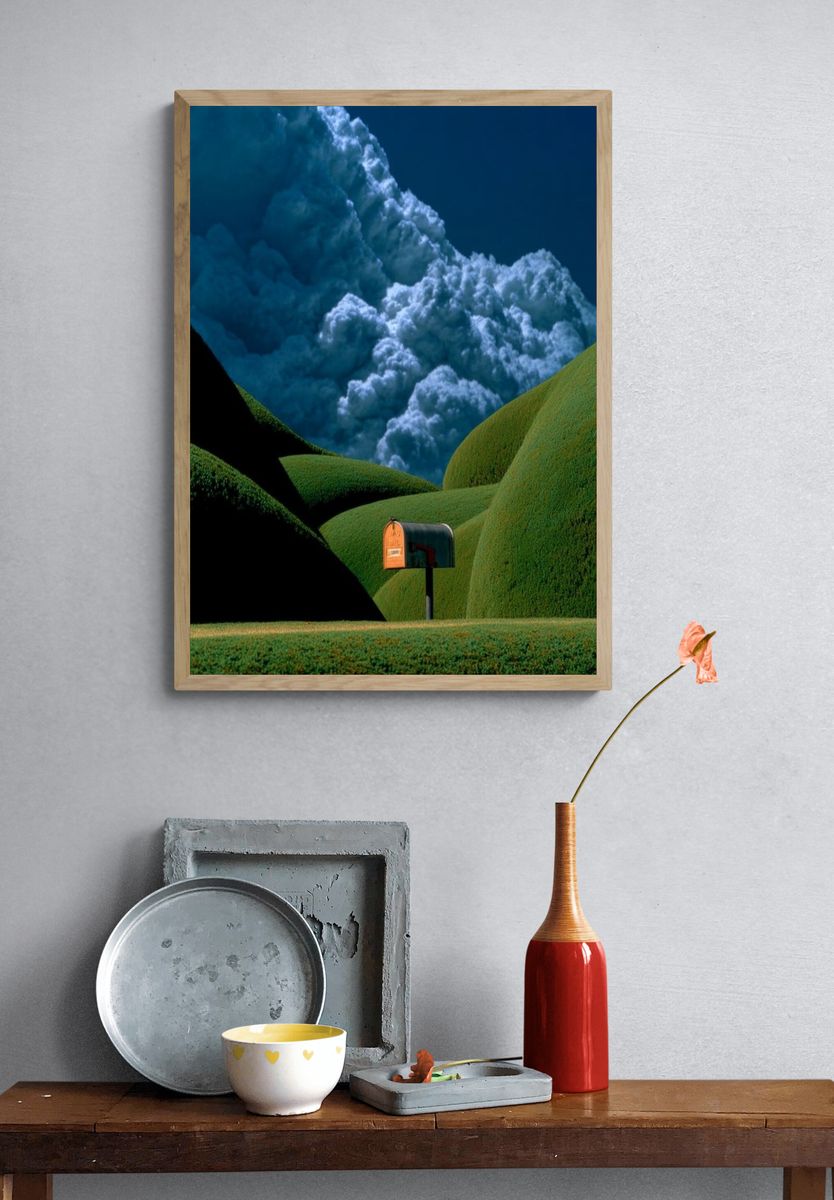 Surreal Hillside Mailbox Print. — room view 3
