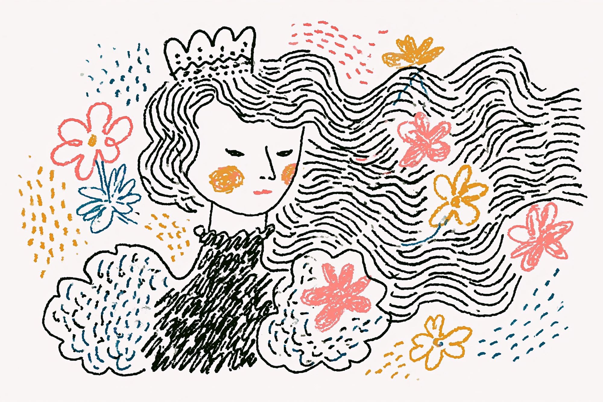 Whimsical Floral Portrait Illustration Poster. poster — illustration art