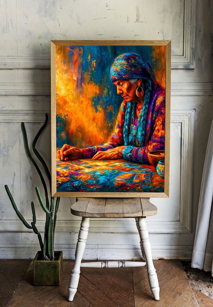Mystic Card Reader Illustration Poster. room preview
