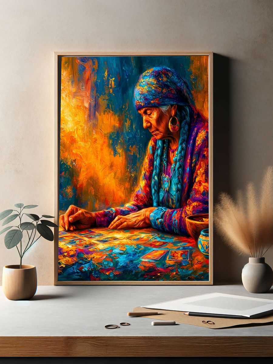 Mystic Card Reader Illustration Poster. — room view 2