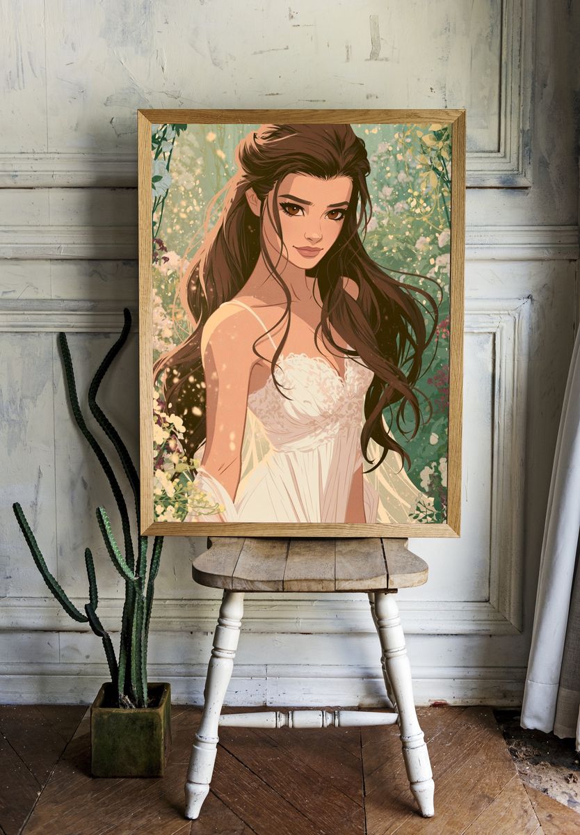 Floral Bride Illustration Poster. room preview