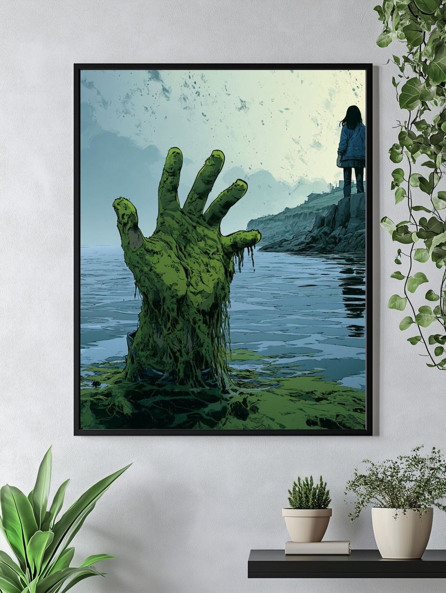 Surreal Sea Hand Illustration Poster. — room view 4