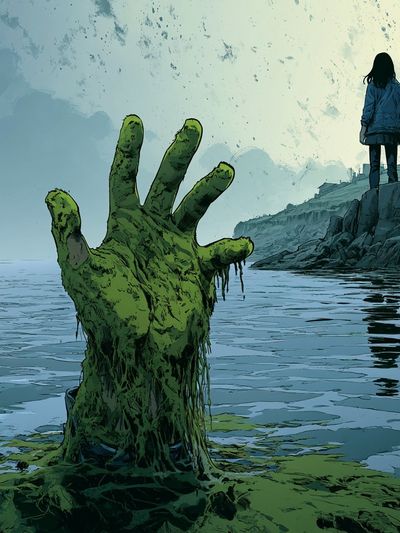 Surreal Sea Hand Illustration Poster.