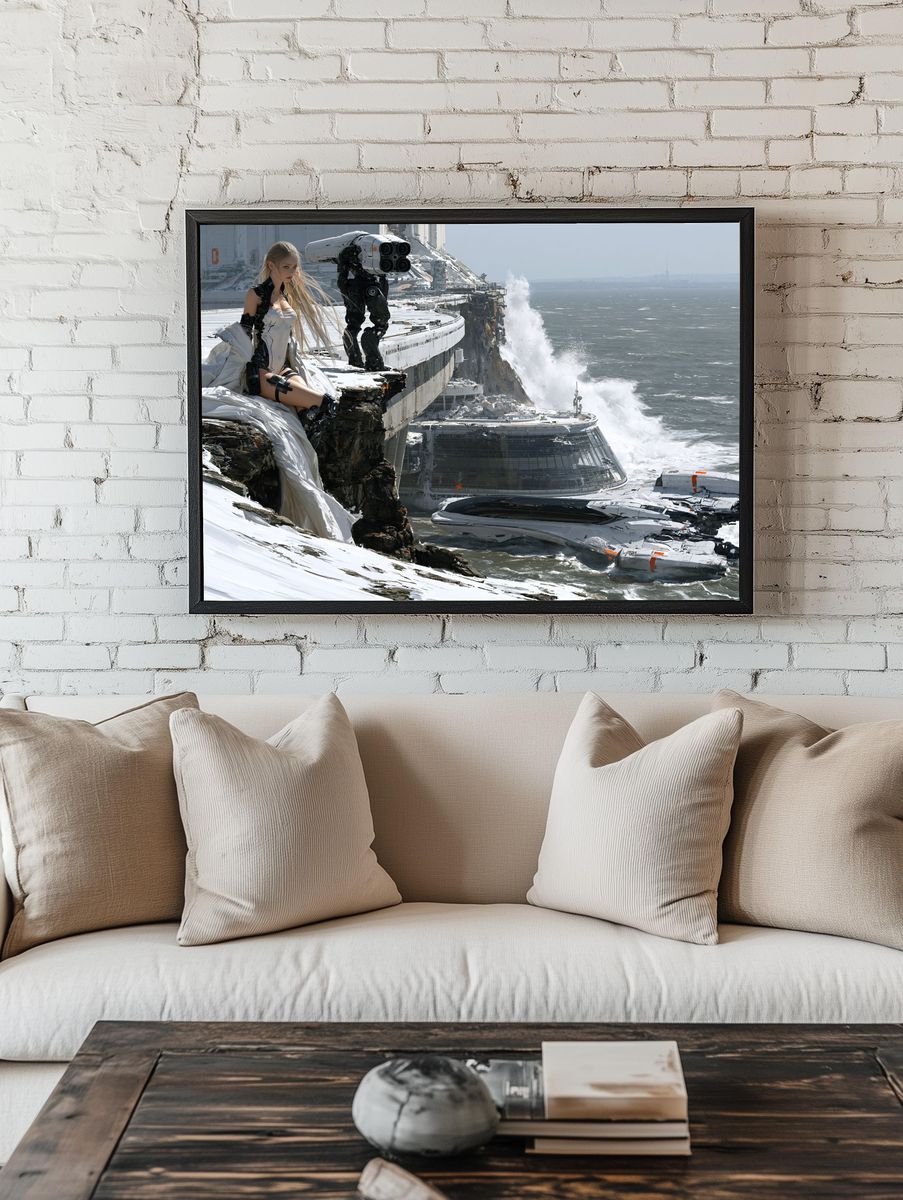 Sci-Fi Cliffside Seascape Poster. — room view 1