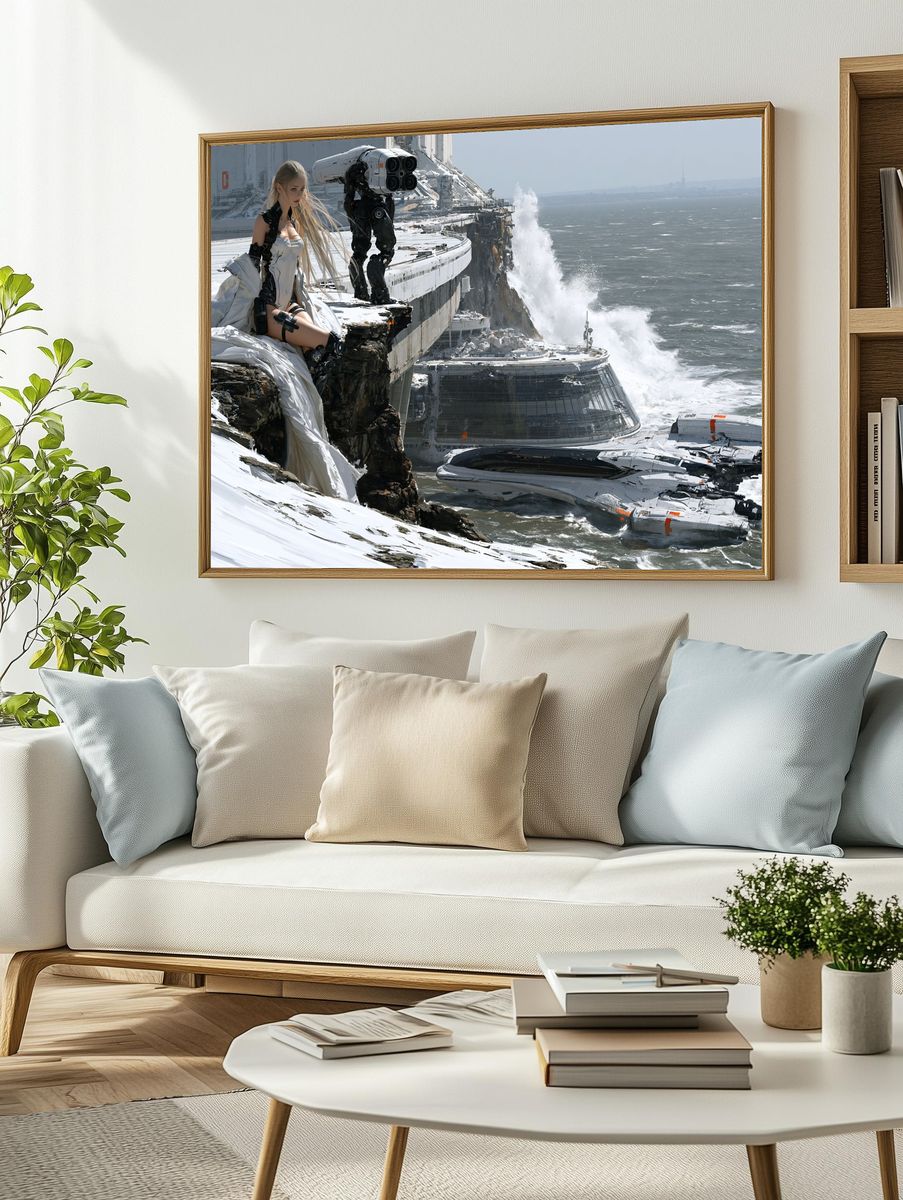 Sci-Fi Cliffside Seascape Poster. — room view 2