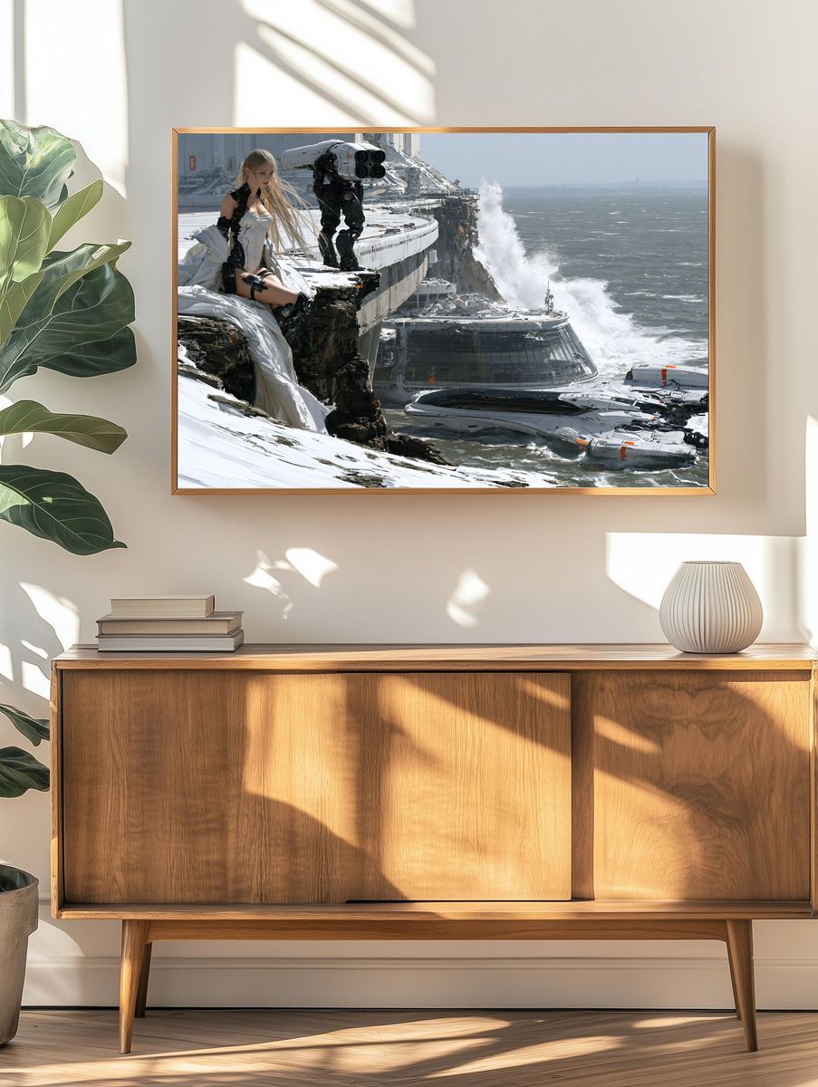Sci-Fi Cliffside Seascape Poster. — room view 3
