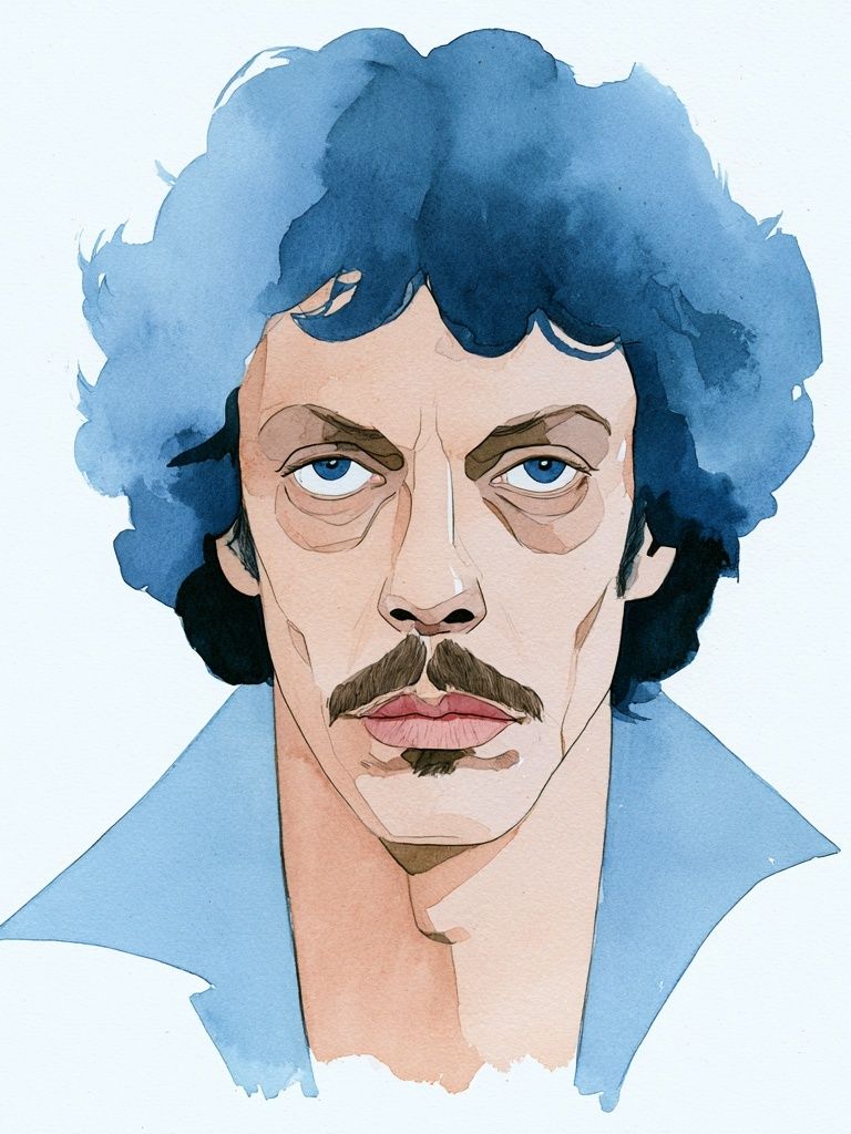Blue Portrait Watercolor Poster. poster detail