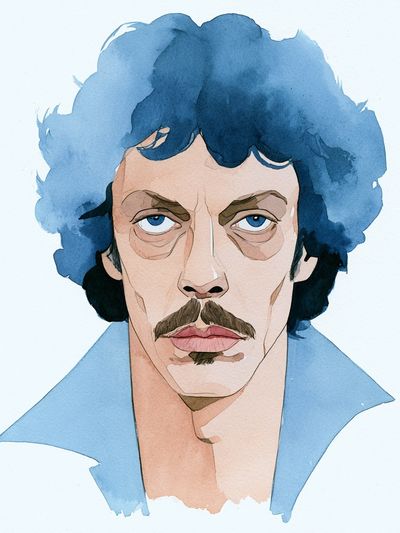 Blue Portrait Watercolor Poster. poster