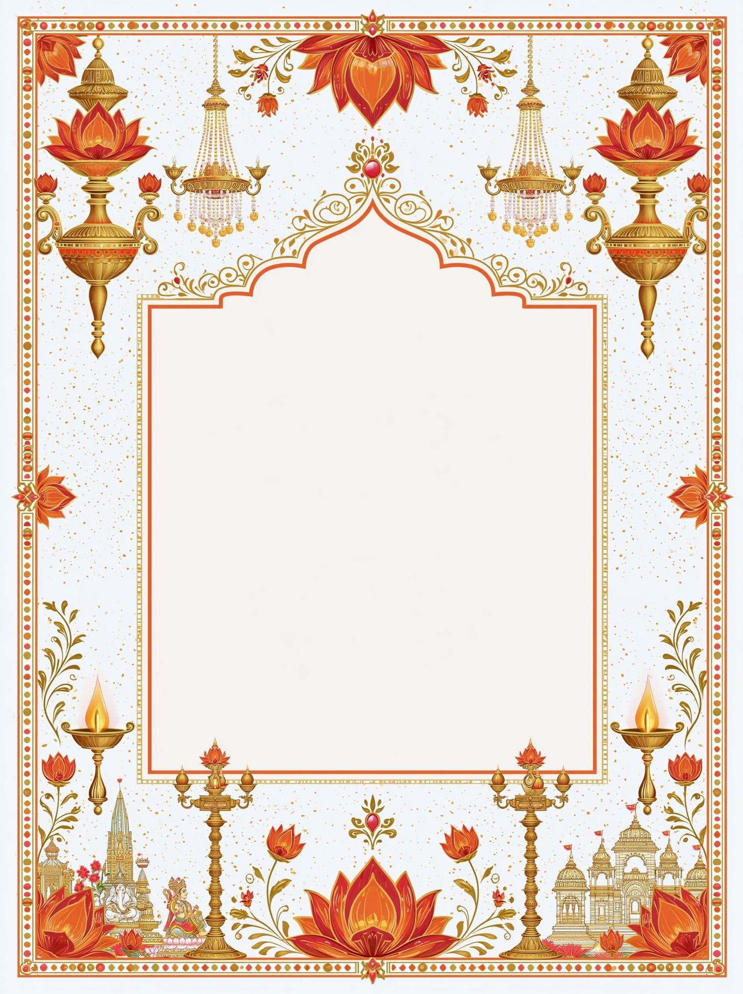 Diwali Lotus Temple Border Print. poster detail