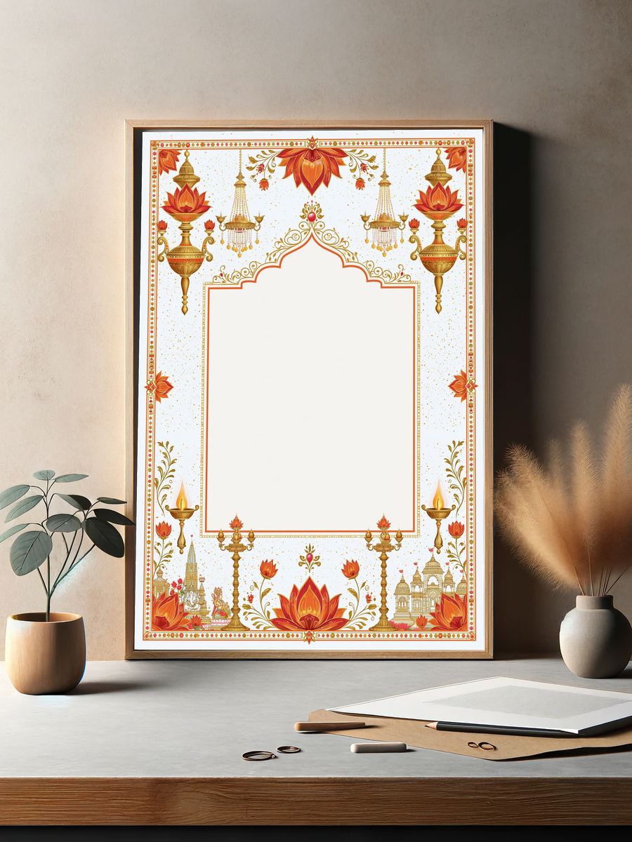 Diwali Lotus Temple Border Print. — room view 2