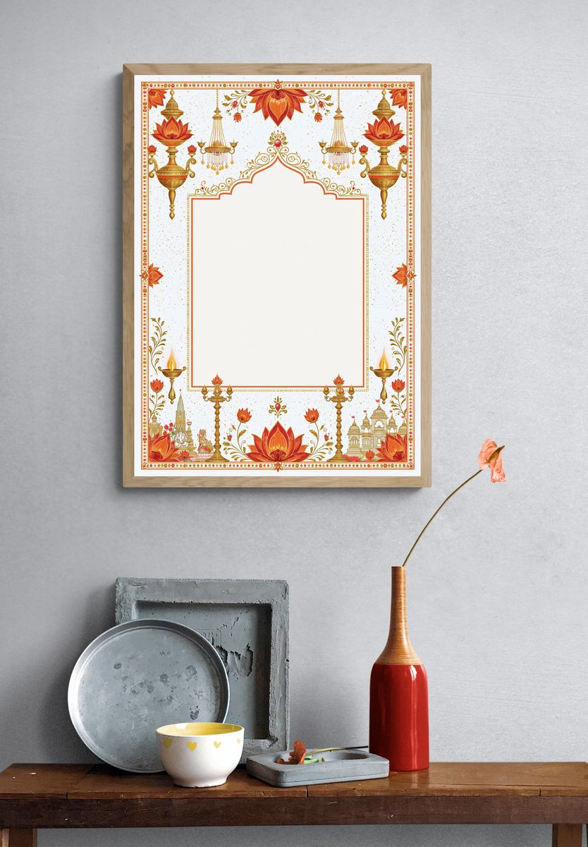 Diwali Lotus Temple Border Print. — room view 3