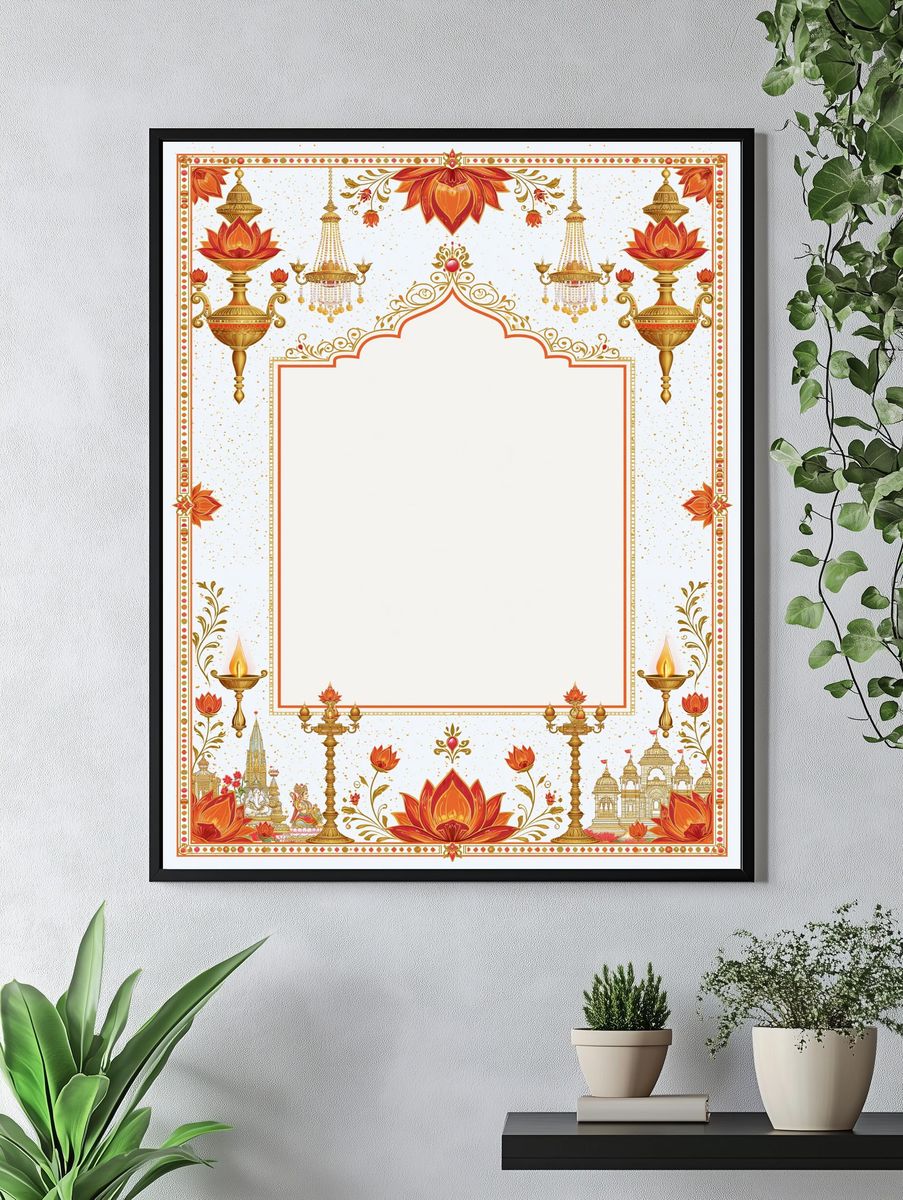 Diwali Lotus Temple Border Print. — room view 4