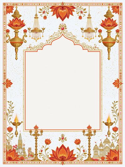 Diwali Lotus Temple Border Print.