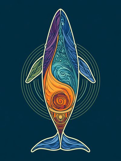 Abstract Whale Illustration Poster.
