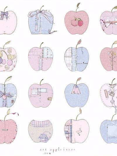 Pastel Apple Collage Illustration Poster.