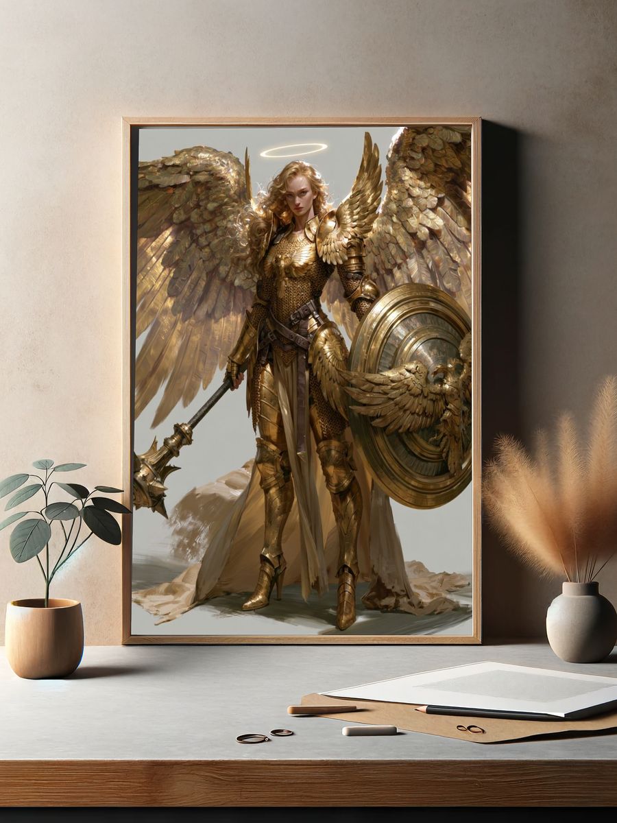 Golden Winged Warrior Fantasy Print. — room view 2