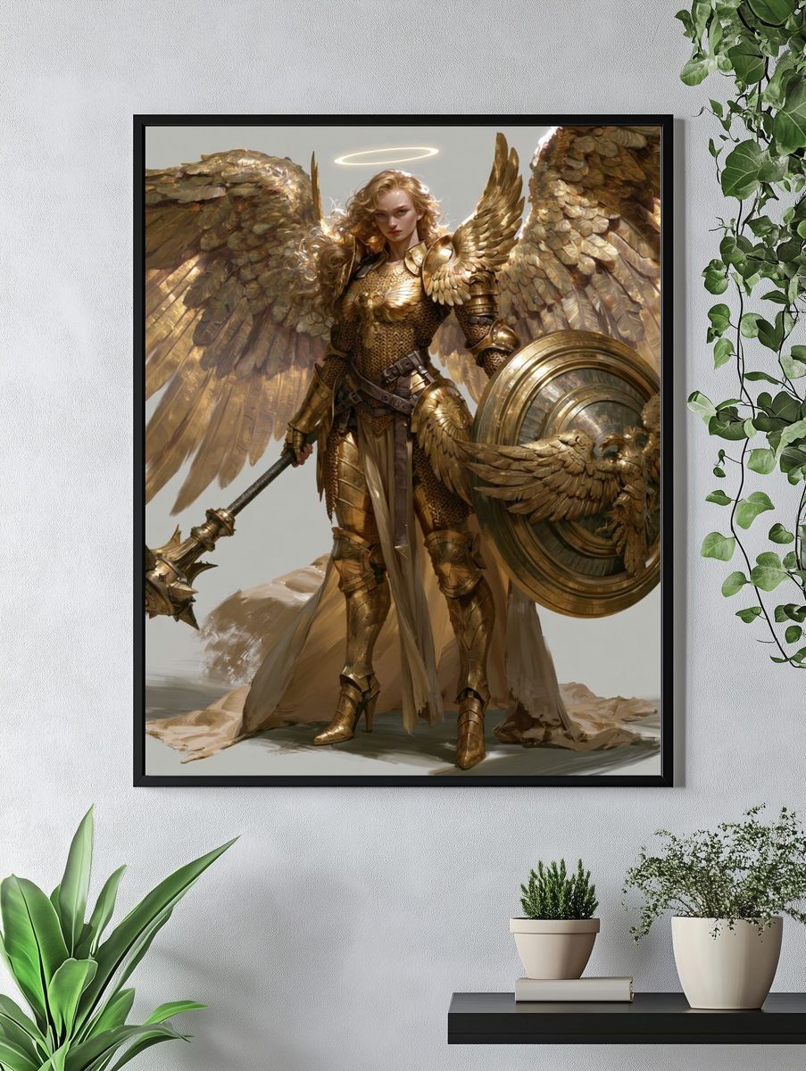 Golden Winged Warrior Fantasy Print. — room view 4
